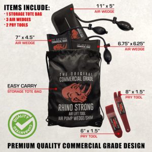 Commercial Grade Air Wedge Bag Pump Professional Leveling Kit & Alignment Tool Inflatable Shim Bag 3 Piece (Small, Medium, Large). 3 sizes for all of your individual needs.