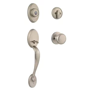 Chelsea Satin Nickel Single Cylinder Door Handleset with Juno Door Knob Featuring SmartKey Security