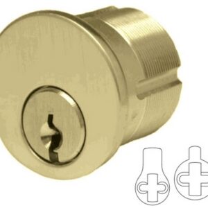 GENERAL LOCK | MC118 SC 3 ST/AR KA2 Mortise Cylinder, Schlage C Keyway, Standard Yale/Adams Rite Cam, Keyed Alike, 2-Key Blank, 1-1/8" Length, Solid Brass, Bright Brass